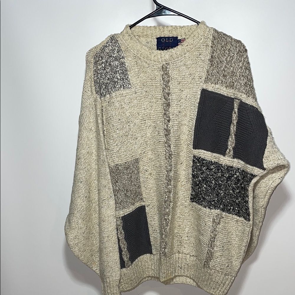 Old Glory Beige and Gray Patchwork Sweater